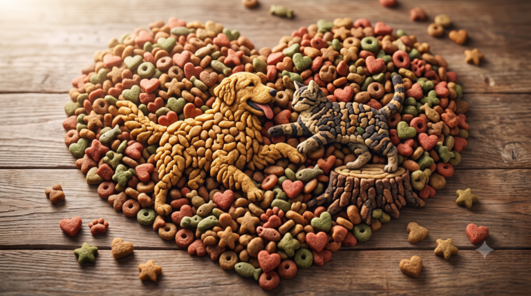 Uma representação criativa do amor entre cães e gatos para inspirar o dia dos apaixonados por pets.