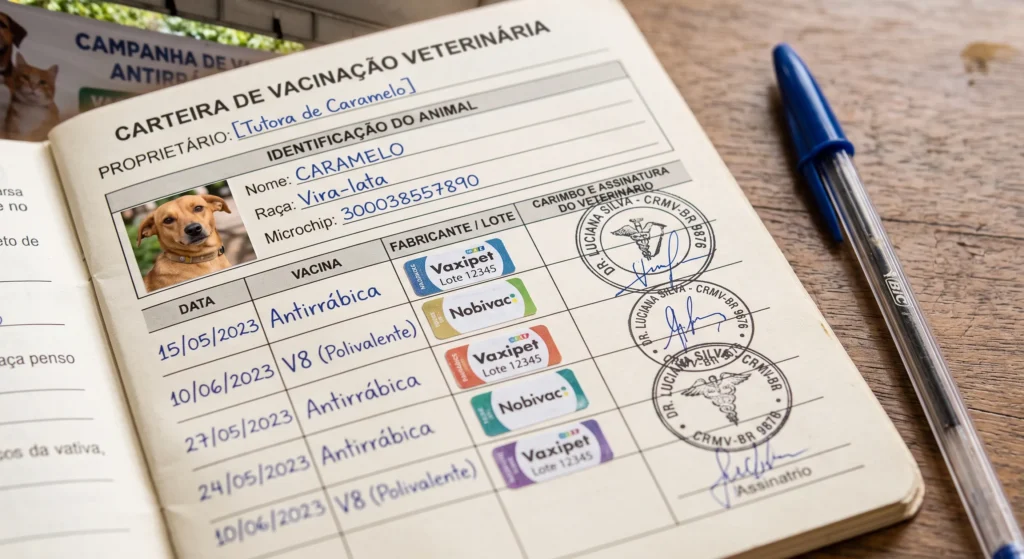 Acompanhar a carteira de vacinação atualizada é fundamental ao buscar vacina gratuita para cachorro.